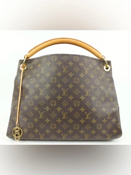 Louis Vuitton Monogram Canvas Handbag with Natural Vachetta Handle