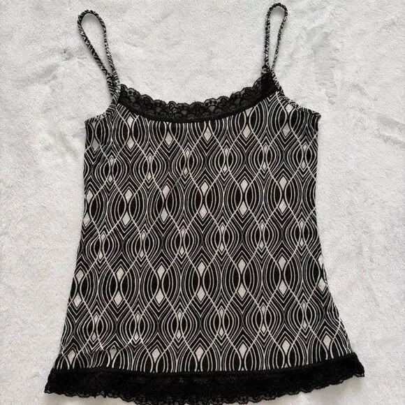Loft Y2K Pattern Lace Tank Top Women's XS Summer Chic Bella Swan Vintage 2000s