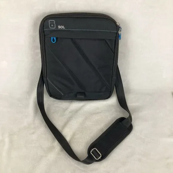 SOL Tablet Messenger Bag 11” Black Padded iPad Computer Case With Nylon Strap