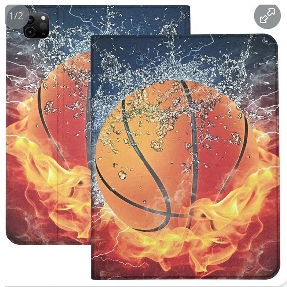 iPad Pro 11 Case Basketball Fire Water 360 Rotating Stand Pencil Holder‎ Cover