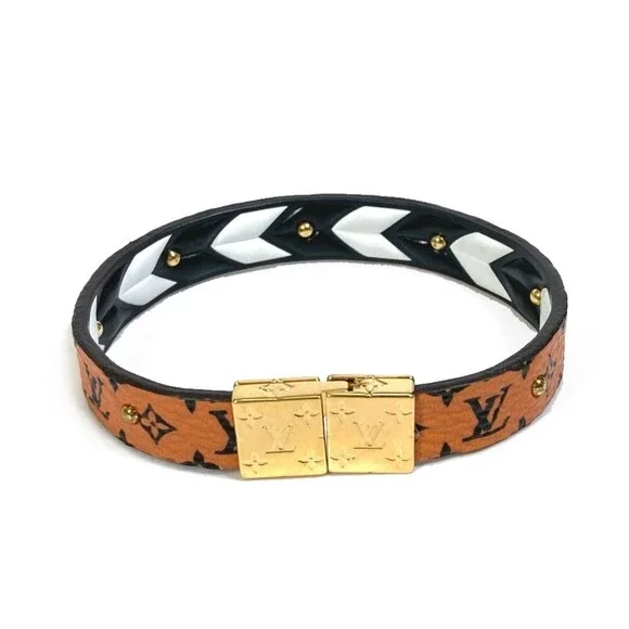 LOUIS VUITTON Black Monogram Canvas Charm Bracelet