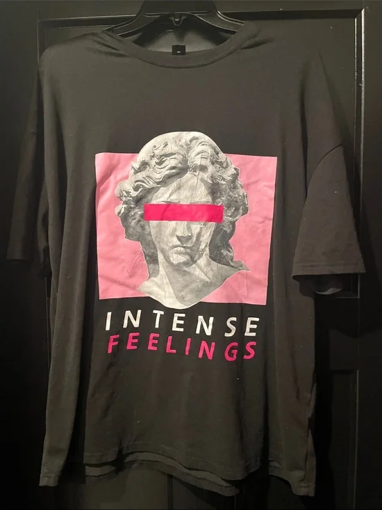 Intense Feelings Graphic Tee - Black with Pink Accent