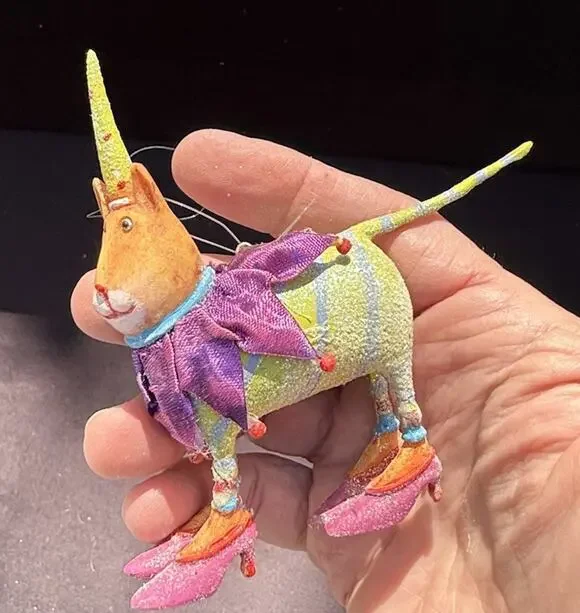 Rare Dept 56 CHRISTMAS KRINKLE Ornament CAT Patience Brewster -K1