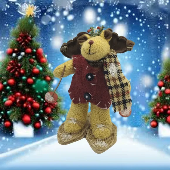 🎄10/$20. Stuffed Bear with Snow Shoes Christmas Ornament