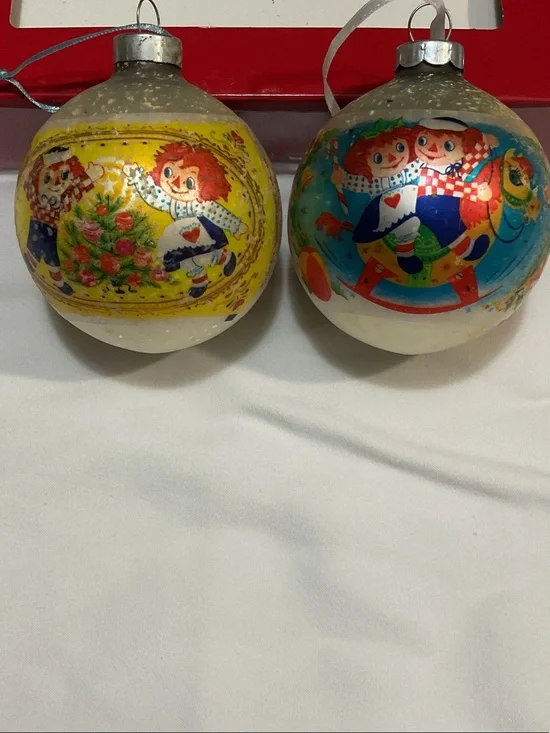 Vintage-Style Raggedy Doll Holiday Ornament Ball - Red & Yellow