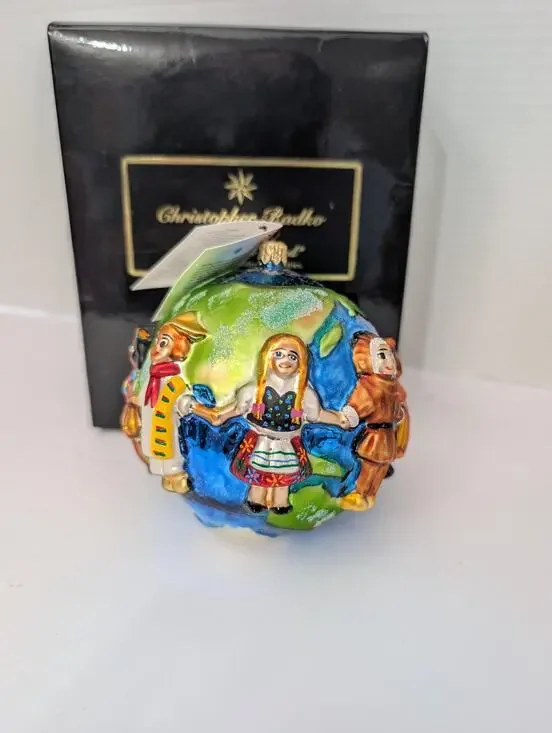 Christopher Radko United We Stand 1999 World Globe Children Glass Ornament