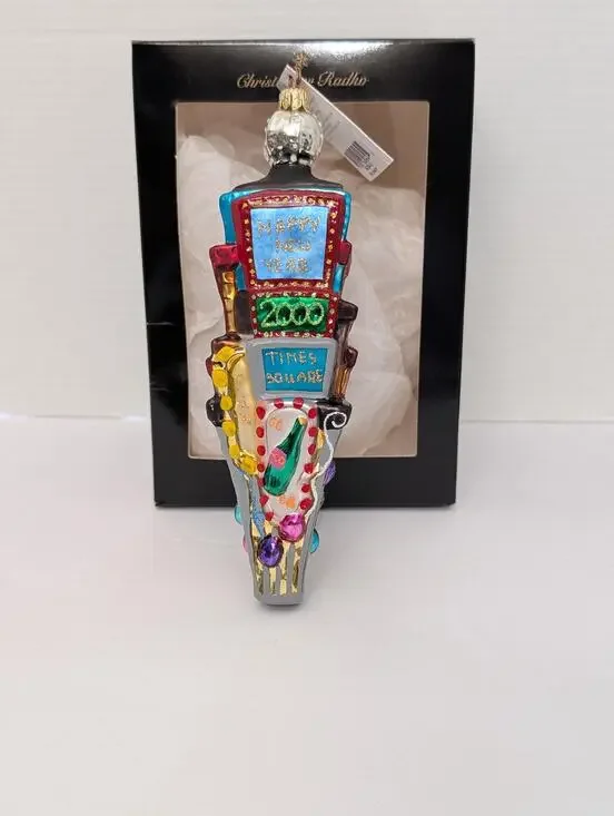 Christopher Radko 2000 Times Square New Year Glass Ornament Y2K Ball Drop Boxed