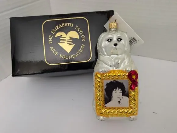 Christopher Radko Sugar Holiday 1998 Elizabeth Taylor AIDS Foundation Ornament