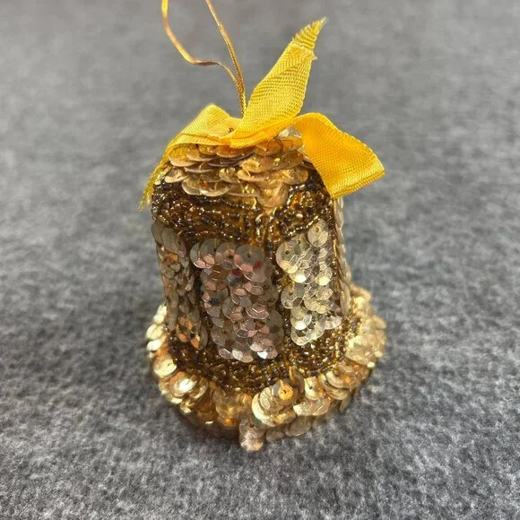 Sequin Christmas Bell Ornament Vintage‎ Holiday Decor 3