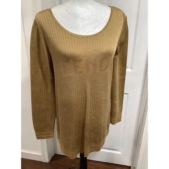 Fendi Long Sleeve Knit Top Gold #42 Us8  AK31600d