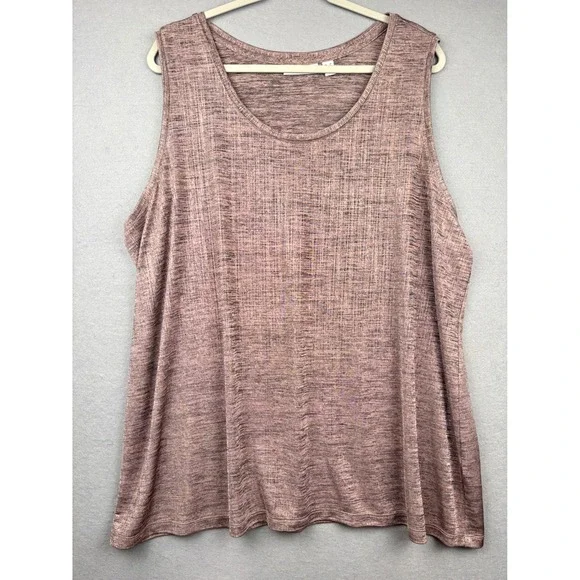 Susan Graver Tank Top Womens 3X Metallic Knit Sleeveless Shimmer Glam