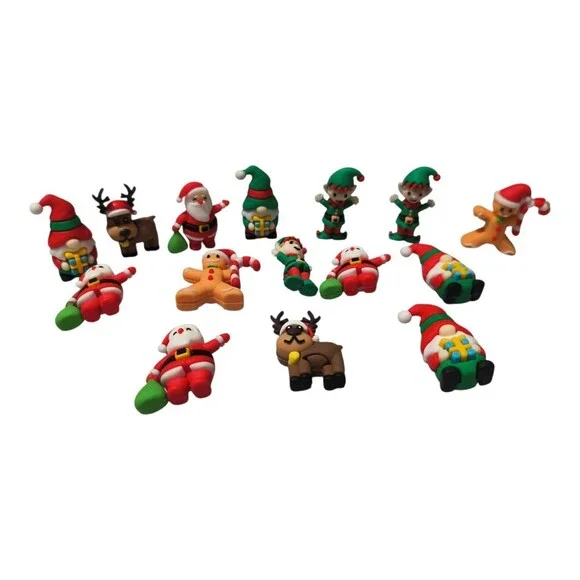 3D Unbranded Christmas Characters Set Of 15 Santa, Elf, Reindeer, Gingerbread