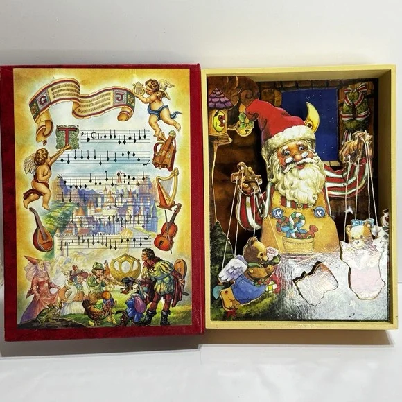World Bazaar Joy Book We Wish You Merry Christmas Musical Santa Marionette Works