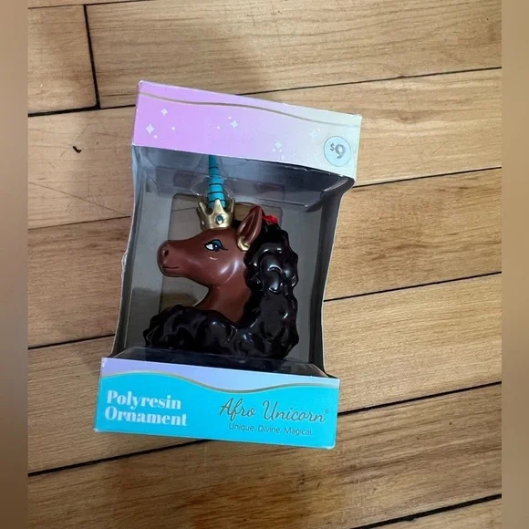 Afro Unicorn Christmas Tree‎ Polyresin Ornament Magical in box