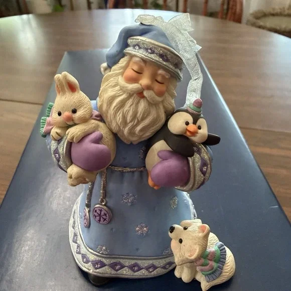 2002 Hallmark Blue Santa Christmas Ornament Bunny Penguin Polar Bear