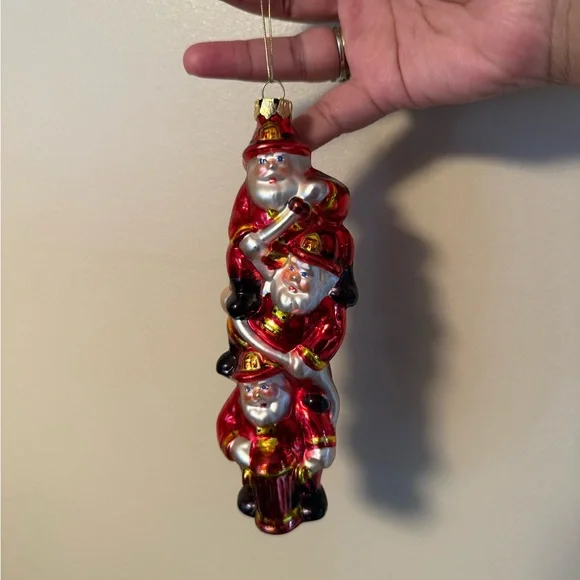 Festive Firefighter Ornament - Red and Gold‎