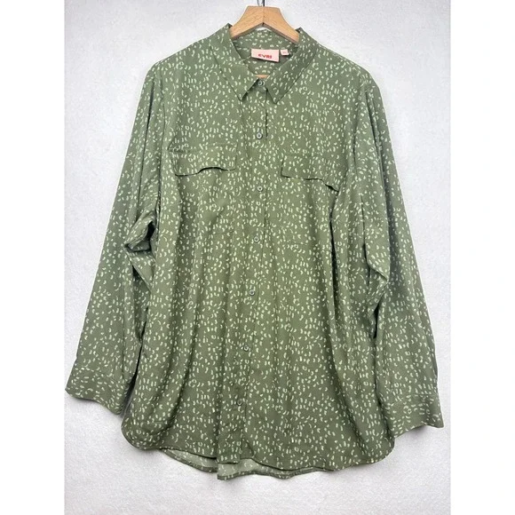 EVRI Utility Shirt Womens 3X Button Front Chest Pockets
