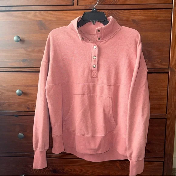 Lounge Life Cozy Pink Henley Pullover Sweatshirt
