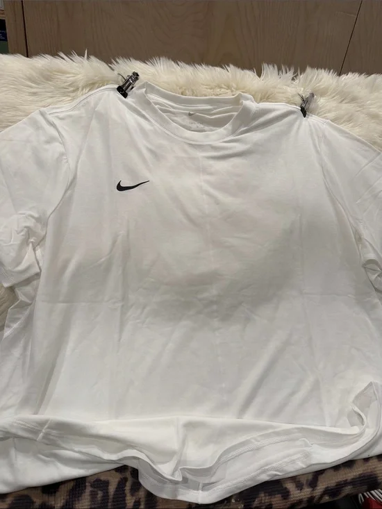 Nike White Short Sleeve Tee with Black Swoosh