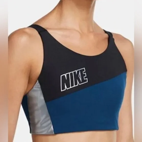 Nike Swoosh Sports Bra, Medium, Blue/Silver, NWT