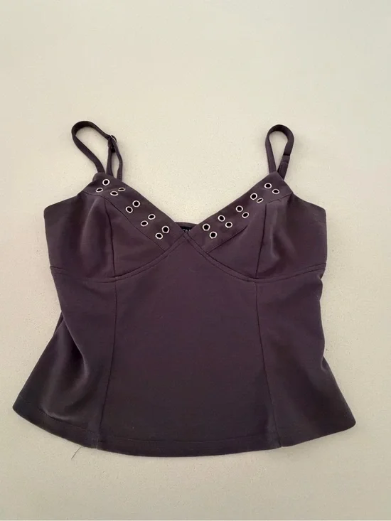 Fashion Nova Black Eyelet-Detail Cami Top