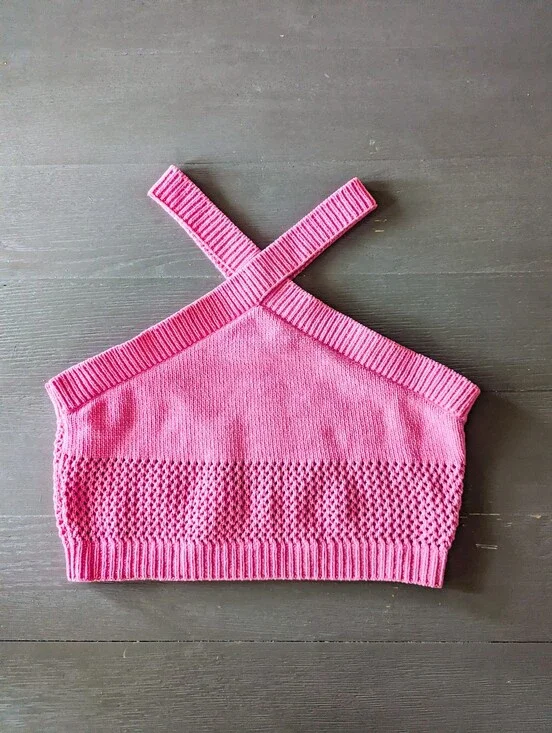 Zara Pink Crochet Halter Crop
