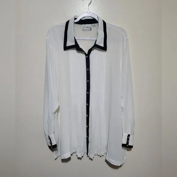 Linea White and Black Womans Dress Shirt‎