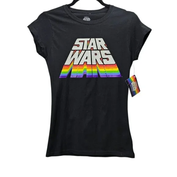 Star Wars Disney Rainbow Stack New Logo Short Sleeve Junior Graphic T-Shirt