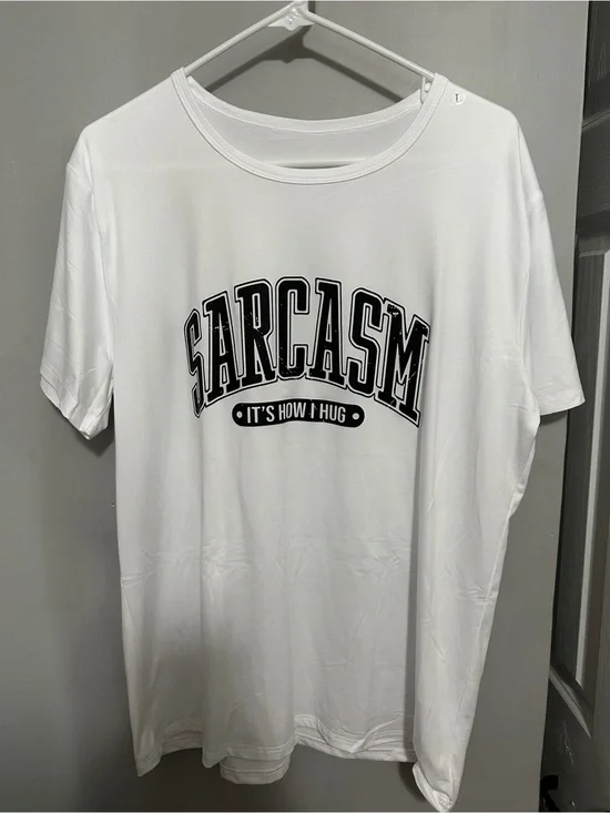 White Sarcasm Graphic Tee - Casual Shirt L
