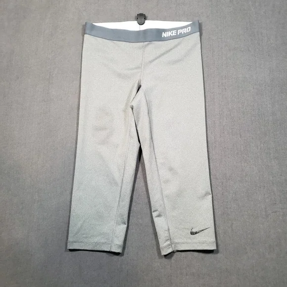 Nike Pro Capri Leggings Womens‎ Medium Gray Dri-FIT Athletic Tights 458659-091