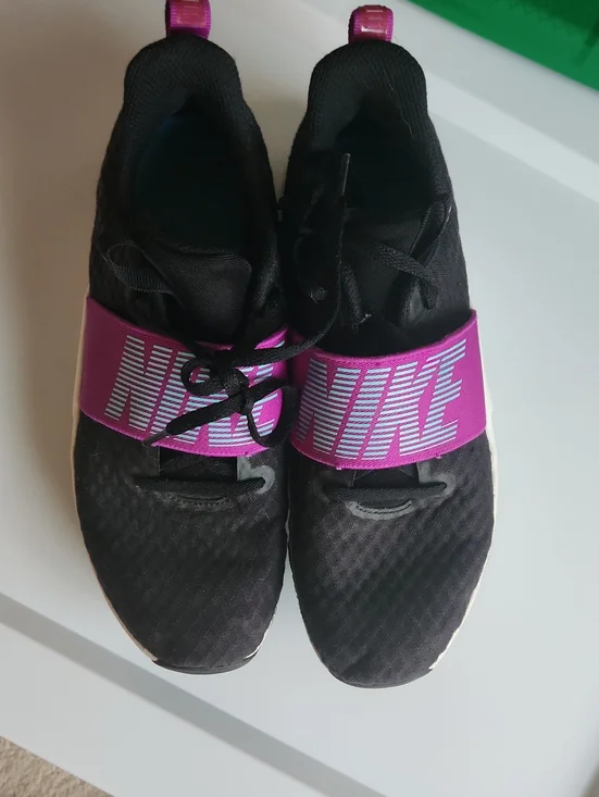 Nike Women's Black Athletic Trainers with Purple Strap