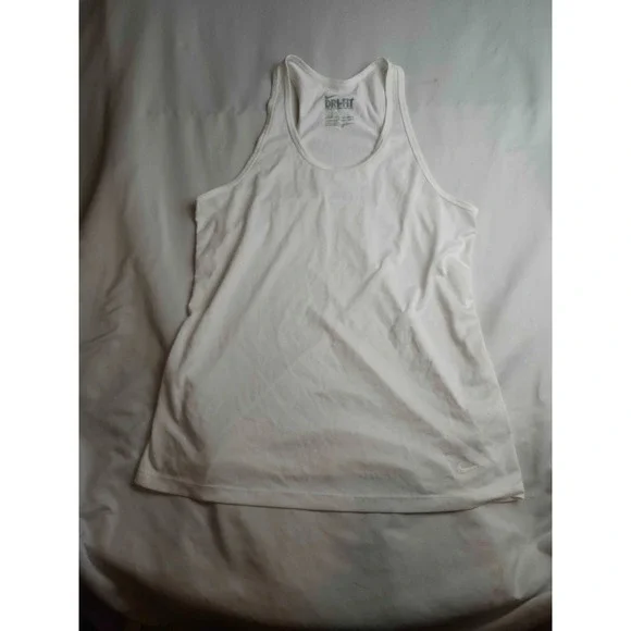 Nike Dri-FIT Tank Top Women Large White Athletic Sleeveless Performance Training