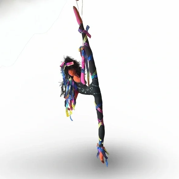 Vintage 1990s Colorful Cloth Dancer Ornament