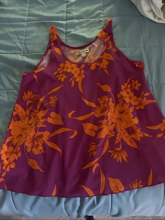Toad&Co Purple Tank Top with Orange Floral Print