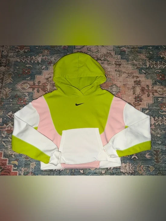 Nike Colorblock Hoodie in Neon Green, Pink & White