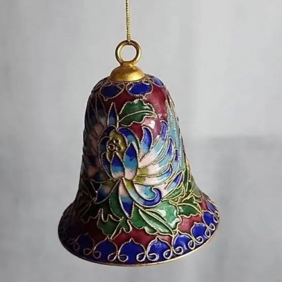Cloissone Lotus Flower Bell Ornament