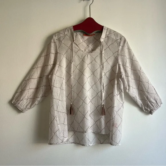 Oliphant Cotton Voile Tunic Top in Trellis Print