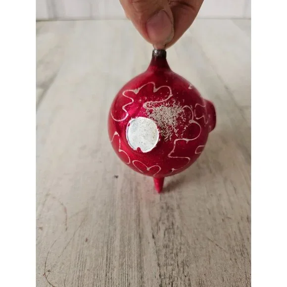 Vintage Germany unique red ball ornament Xmas‎ tree swirls