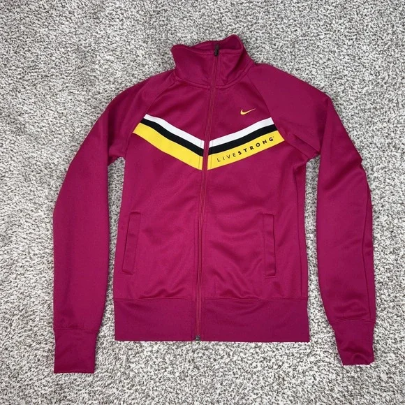Nike Jacket Womens Small‎ Pink Livestrong Full Zip Track Running Athletic Top