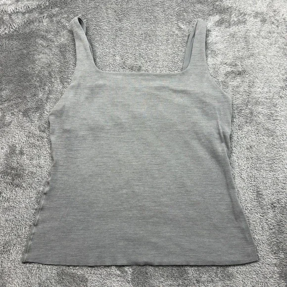 Nike Tank Top Women Large Grey Good Yoga Dri-FIT Square Neck Shelf Bra 820