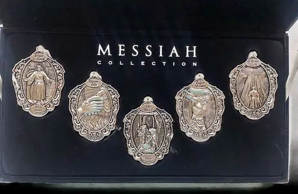 Messiah Collection Christmas Ornaments Silver Boxed Set of 5 by Son Corporation