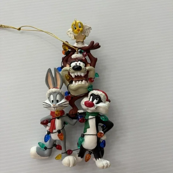 Vintage 1998 Looney Tunes Christmas Ornament Bugs Bunny Sylvester Taz Tweety