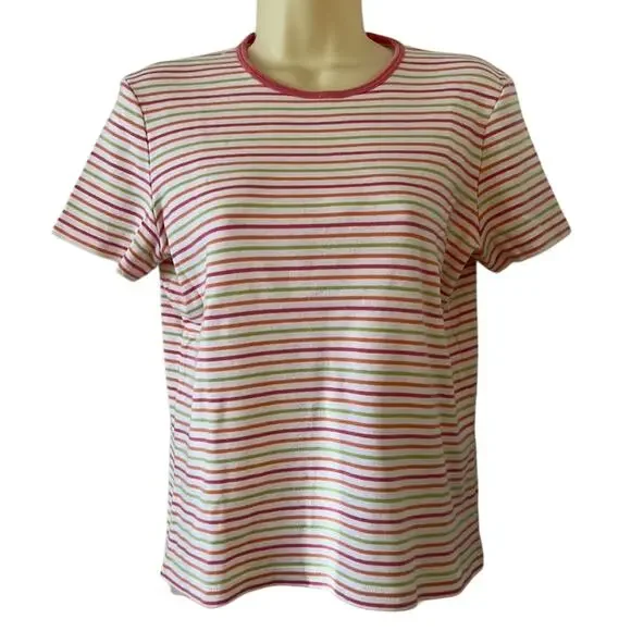 Jones New York Sport Size L Striped Knit Top Woman Size Large