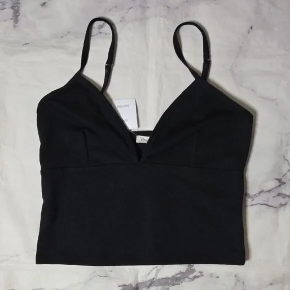 Silence + Noise Black V-Neck Crop Cami