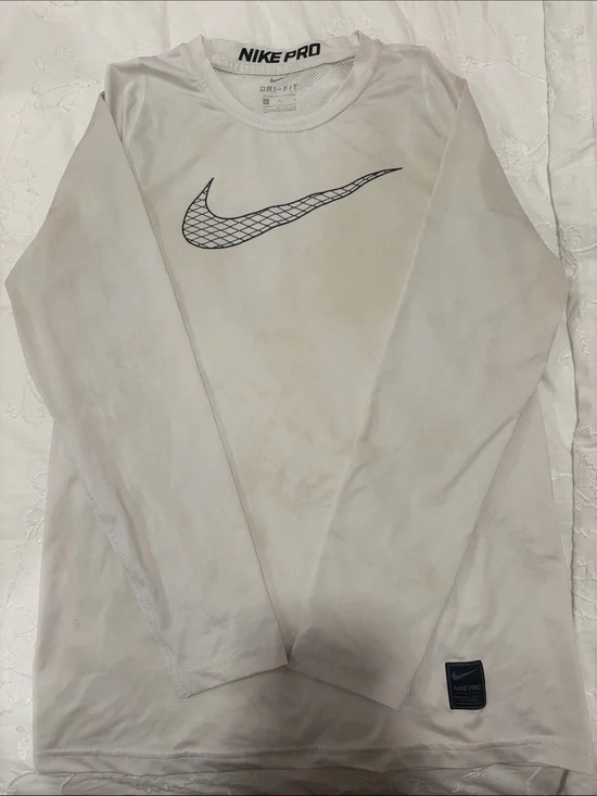 Nike White Long Sleeve Dri-FIT Performance Top