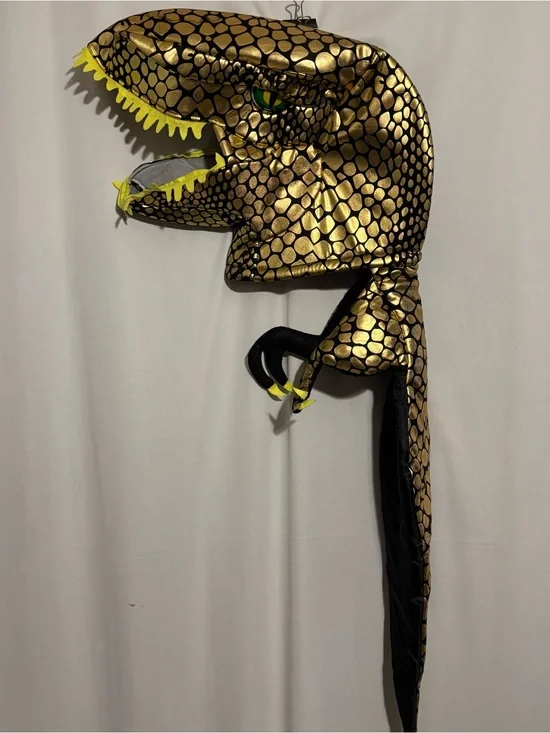 T-Rex Gold and Black Snake Dinosaur Head Costume