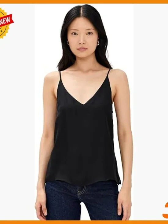 Silk Crepe Tank Top with Adjustable Straps, Elegant Cami