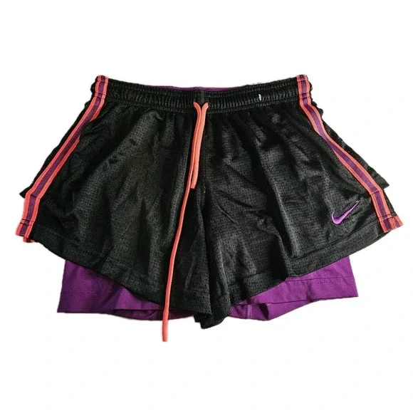 Nike Dri-Fit Women's Running‎ Shorts Black Purple Orange Size S