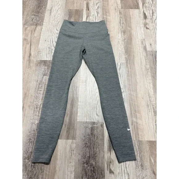 NIke Dri Fit Gray Womens S Mid Rise Stretch Swoosh‎ Athletic Yoga Pants Leggings