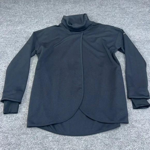 Nike‎ Maternity Top Women Small Swoosh Split Front Nursing Relaxed Turtleneck